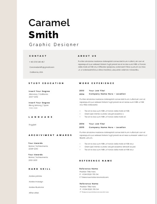 Modern Minimal resume template preview